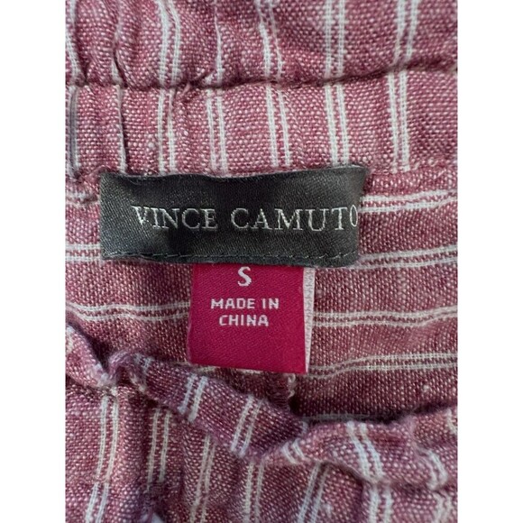 Vince Camuto Red Striped Drawstring Waist Linen Cotton Blend Pants size Small - Picture 5 of 6
